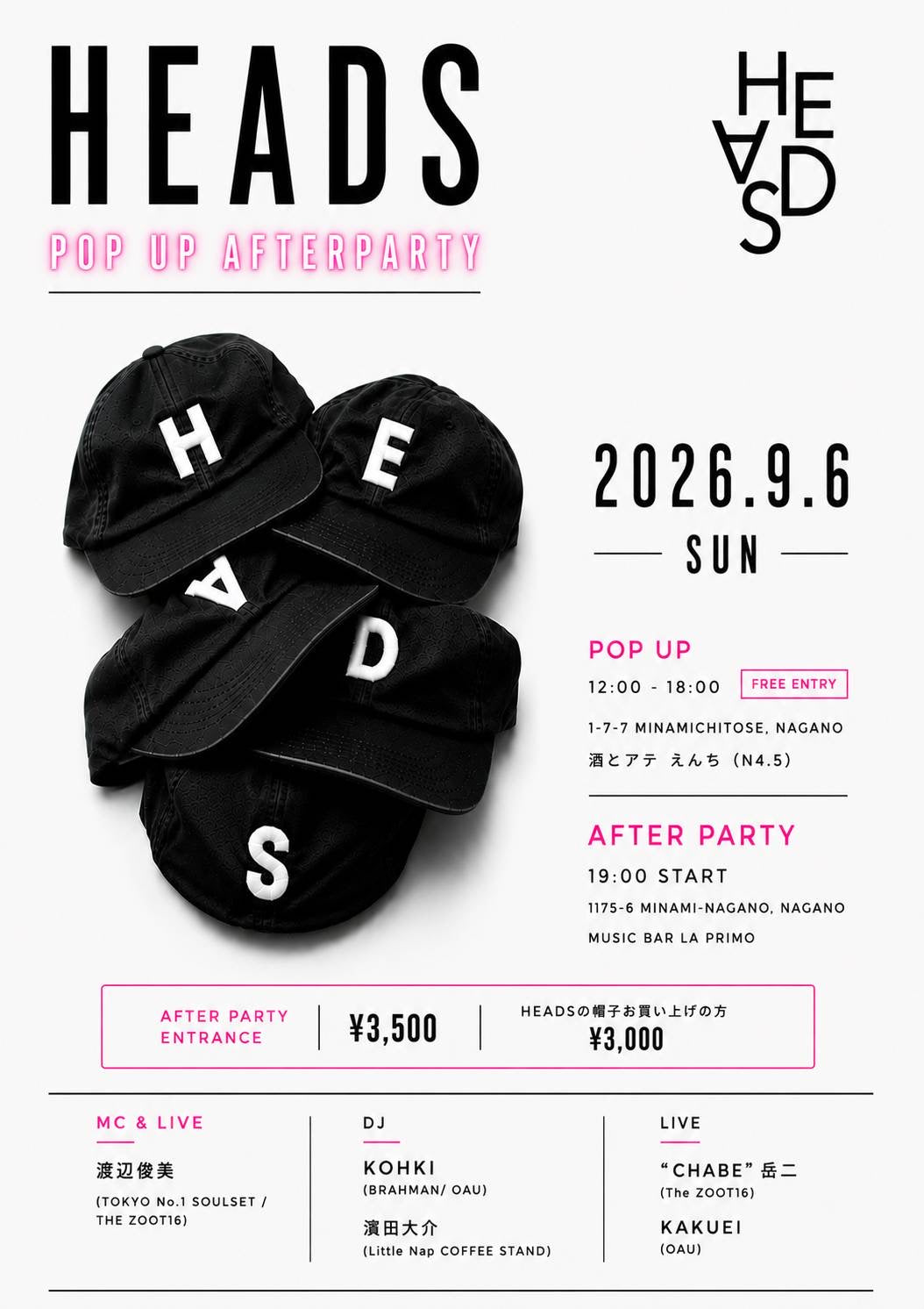 HEADS POP UP＠長野
