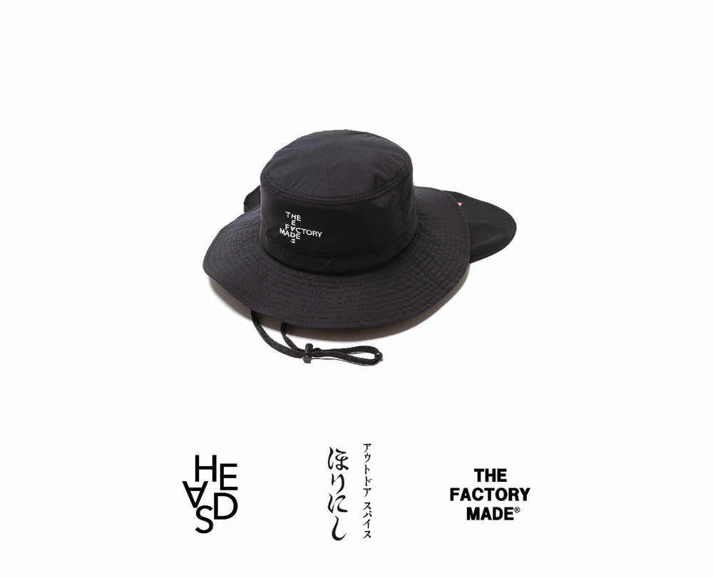 marihoja アウトドアハット ブラック HEADS×THE FACTORY MADE×ほりにし サンシェードハット