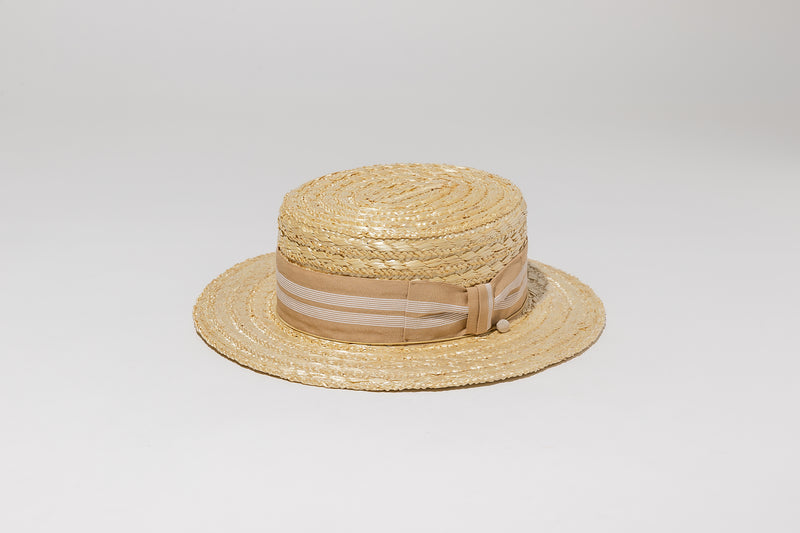 イタリアストライプリボンカンカン帽